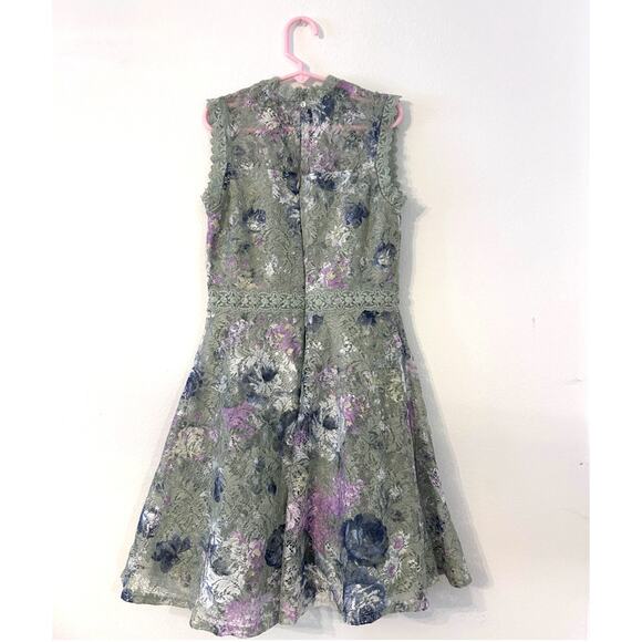 Knit Works Girls Green Floral Lace Dress Size 10 Elegant Party - Picture 3 of 7